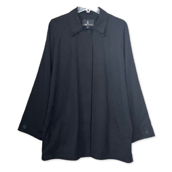 London Fog Black Microsuede Button Tech Coat Jacket Size XL - Picture 1 of 15